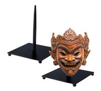 NBEADS Lot de 2 supports en métal noir pour sculptures, support de présentation de masques, marionnettes africaines, support de sculpture avec bâton pour collections d'artefacts, 12 x 12 x 15 cm