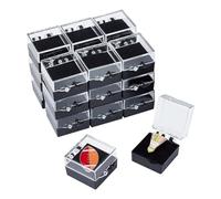 NBEADS Lot de 20 boîtes cadeau carrées noires avec plateau pour épingles, badges, pierres précieuses, bijoux, 2,8 x 2,8 x 1,8 cm