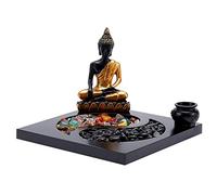 nbeads Mini Ensemble de Jardin Zen, Jardin de Sable Zen Japonais Yin Yang Feng Shui Ornement de Bac à Sable Zen avec Pierres de Guérison pour Cadeaux de Méditation Décor de Bureau à Domicile