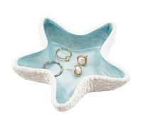 NBEADS Plateau à Bijoux en Céramique Forme D'Étoile de Mer, Aqua Shell Trinket Dish Anneau en Céramique Porte-Boucles D'Oreilles Présentoir à Bijoux Sur L'Océan pour Bagues Colliers Bracelet Bijoux