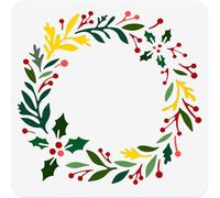 NBEADS Pochoir Couronnes de Noël, 30x30cm Pochoirs de Peinture Réutilisables en Plastique Modèle de Peinture de Dessin Creux pour DIY Scrapbooking Bois Meubles Mur Maison Décor