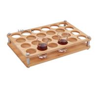 nbeads Porte-Verre à Shot, Organisateur de verres à vin en bambou à 24 trous Présentoir pour verres à shot Plateau de service pour verres à shot pour Bar Party Club, Trou: Environ 3.97 cm
