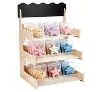 nbeads Présentoir à Biscuits pour Boulangers et Vendeurs, Présentoir à Un Niveau en Bois pour Comptoir de Vente au Détail Idéal pour Les Fêtes Boulangerie Marché des Fermiers, 33.6x26.5x42.9cm