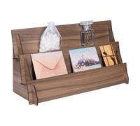 NBEADS Présentoir à Cartes de Vœux à 2 niveau, Présentoir de Vente au Détail en Bois Présentoir D'Autocollants Portable pour Cartes Autocollants Photos Vendeur Comptoir de Détai, 42x14.4x20.7cm
