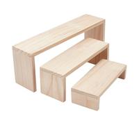 nbeads Présentoir en Bois à 3 Niveau, 3 Taille Support de Risers d'affichage Non Fini Étagères Étagère Vitrine Luminaires Présentoir Détachable pour Cupcake Figurine Présentoir à Bijoux, Burlywood
