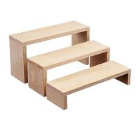 nbeads Présentoir en Bois à 3 Niveau, 3 Tailles Support de Risers d'affichage Non Fini Étagères Étagère Vitrine Luminaires Présentoir Détachable pour Artisanat Collection Stockage de Bijoux