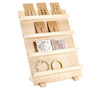 nbeads Présentoirs à Boucles D'Oreilles en Bois, 4 Couches Présentoirs à bijoux en Bois Porte-Carte de Visite Affichage avec Support de Base pour Domicile Magasin, Espacement des étagères: 8.5cm