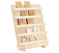 nbeads Présentoirs à Boucles D'Oreilles en Bois, 5 Couches Présentoirs à bijoux en Bois Porte-Carte de Visite Affichage avec Support de Base pour Domicile Magasin, Espacement des étagères: 6.2cm