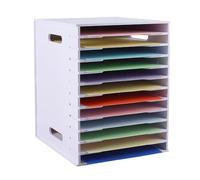 NBEADS Rangement pour Papier Scrapbooking, Organiseur de Bureau à un Niveau en MDF avec Étagères Réglables Cube de Rangement Empilable pour Papier Scrapbooking pour la Maison Bureau, 29.5x26.2x33.5cm