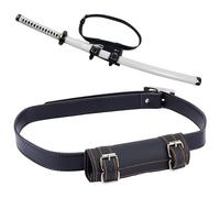 nbeads Sacs à Épées, 112x2.6 cm Ceinture en Cuir PU et 20.7x15.1 cm Fourreau pour Armes Étui de Transport en Cuir Fourreau Arrière de Chevalier Médiéval pour Halloween pcde Rôle Cosplay, Noir