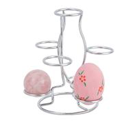 nbeads Support à œufs, 12x10.5x14.2 cm Distributeur Oeuf Rangement Présentoir 7 Oeufs Présentoir Multi-sphères en Fer Porte-œufs Portable pour Boule de Cristal Terrestre Ornement de Bureau, Argent