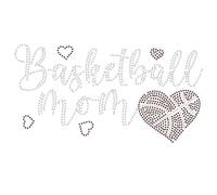 NBEADS Transfert de strass thermocollant, motif maman de basket-ball, 20 x 21 cm, décalcomanie de transfert thermique pour sport, décalcomanies en cristal pour réparation de vêtements et t-shirts