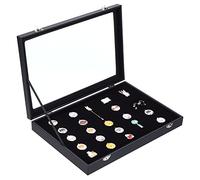 NBEADS Vitrine à Épingles en Bois Noir, 34.9x23.8x4.8cm Velvet Pad Badge Vitrine Broche Verre Top Collection Vitrine Table Top Vitrine Bijoux Vitrine pour Objets de Collection, Organisation à Domicile