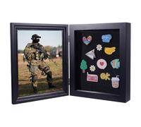 NBEADS Vitrine à épingles, Présentoir Rectangulaire en Bois pour Badges Photos Souvenirs Récompenses Sportives Cadre Mural, 276x226x66mm