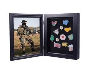 NBEADS Vitrine à épingles, Présentoir Rectangulaire en Bois pour Badges Photos Souvenirs Récompenses Sportives Cadre Mural, 276x226x66mm