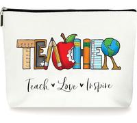 Nbgcm-1 Piece Teacher's Day Makeup Bag, Multi-Purpose Cosmetic Bag, Canvas Pencil Case, Toiletries Fun Travel Bag With Zipper School Supplies Gifts