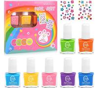 Nbgcm-Kids Nail Polish Set For Girls, 7 Candy Colors Non Toxic Water Base Nail Varnish With Star Diamond Stickers, Low Odor Quick Drying Peel Off Mini Nail Polish Kit For Kids Toddlers 3+