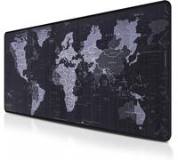 NBGCM-Tapis de souris de jeu avec carte du monde - Tapis de bureau multifonction et antidérapant - Grande taille XXL - Tapis de table pour améliorer la précision et la vitesse - 800 x 300 mm - Noir