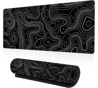 NBGCM-Tapis de Souris Gaming étendu-800×300×3MM-Mouse Pad Mat Bureau Extra Large, sous-Main de Claviers Prolongé avec Base Anti-érapante pour Bureau/Domicile/PC Jeux/Écriture (Carta Topografica Nera)