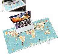NBGCM-Tapis de Souris XXL, Cuir PU imperméable et Anti-Taches sous Main Bureau, Facile à frotter et sans Odeur Tapis Souris, géographie Animale Mondiale Tapis de Bureau Tapis Bureau (80x40cm)