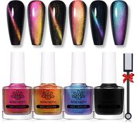 Nbgcm-Vernis À Ongles Magnétique, 3d Cat Cat Oeil Vernis À Ongles With 3 Couleurs Magnétique Caméléon Et 1 Vernis Noir, 1 Bâton Magnétique