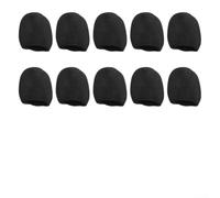 NbgrvB 10 Housses Mousse Noire Épaisse Anti-Bruit 10 Housses Mousse | Mousse haute densité, réduit pour bruit du vent, idéal chant live, lot économique de 10, couleur noire