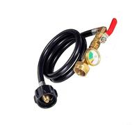 NbgrvB Adaptateur de recharge de propane en laiton avec manomètre de tuyau de transfert de 1,2 m/1,8 m/2,7 m pour bouteilles de 0,5 kg pour réservoirs de 18,1 kg, grils portables, noir (1,8 m)