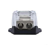 NbgrvB Bloc de distribution d'alimentation 2 voies en alliage de zinc pour voiture, entrée de calibre 0/2/4 vers sortie de calibre 4/8 avec base en polycarbonate et coque de protection