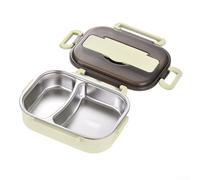 NbgrvB Boîte à déjeuner avec couverts et isolation thermique, récipient en acier inoxydable de 1 L avec couvercle étanche, portable pour transporter des aliments chauds ou froids (vert)