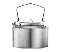 NbgrvB Bouilloire ultra légère Pure Ti de 980 ml pour le camping avec poignée pliable Théière d'extérieur pour café et thé à ébullition rapide Pot de randonnée Gris style fleur de glace