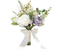 NbgrvB Bouquet coloré d'accessoires photo, bouquets de demoiselle d'honneur de style coréen, arrangement floral en soie 20 x 21 cm, décoration de fête de mariage (blanc, rose, pour rouge) blanc