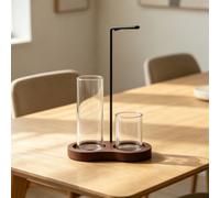 NbgrvB Brûleur d'encens inversé en bois et vase, unique à l'envers | Support d'arômes pour salon, chambre à coucher, bureau, kit de décoration de yoga de médiation, 15 cm