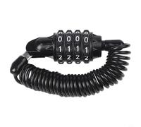 NbgrvB Câble antivol rétractable à combinaison à 4 chiffres en alliage de zinc pour casque de vélo, moto, bagages - 180 cm - Noir (B)