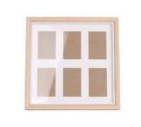 NbgrvB Cadre photo en bois pour photos de 7,6 cm et 15,2 cm, mur rustique et affichage de table en finition bois naturel, design carré 27,5 cm (couleur d'origine)