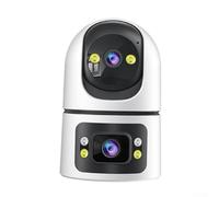 NbgrvB Caméra de sécurité intérieure intelligente à double objectif avec | Système à double objectif, couverture à 360 degrés, vision nocturne infrarouge, alertes en temps réel