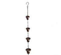 NbgrvB Chaîne de pluie 3,8 m avec 12 tasses en fer finition bronze | Gobelets en forme de pétunia, effet cascade artistique, métal durable, esthétique de jardin, directeur de la pluie
