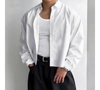 NbgrvB Chemise Décontractée Coupe Cropped pour Homme Chemise Décontractée(White S)