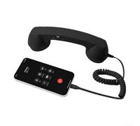 NbgrvB Combiné pour téléphone pour rétro Type-C Filaire Réducteur de Radiations Son Clair pour Smartphone Vidéoconférence 22,7 cm(Black)