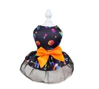 NbgrvB Costume d'Halloween pour petit chien - Robe de fête avec chauve-souris citrouille tulle - Polyester léger - Bichon frisé Shih Tzu Carlin - Taille S/M/L/XL