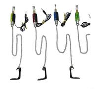NbgrvB Ensemble d'alarmes de touche lumineuses à LED, indicateurs de pêche à la carpe avec clip de ligne réglable, construction robuste en métal ABS, équipement de pêche de nuit, longueur de chaîne de