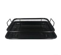 NbgrvB Ensemble Panier Grille Rectangulaire Traité et Cuivré - Ustensile Cuisson Barbecue Jardin avec pour bac Récupérateur 30x22cm(E)