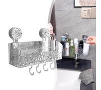 NbgrvB Étagère de Douche à Ventouse pour Glacier Motif Lumineux Luxe Style Mural Panier de Rangement 29,5*9,5*10,5cm Blanc Transparent