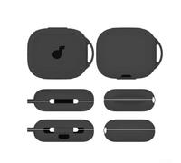 NbgrvB Étui en Silicone pour Soundcore pour aerofit 2 - Coque de Protection Anti-Rayures avec Mousqueton - Housse Souple Noire Bleue pour Écouteurs Sport - pour accessoire Léger 10g - Format (Black)