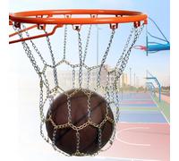 NbgrvB Filet de basket-ball en acier galvanisé robuste, standard de 35 cm pour jante de rechange avec bouton-poussoir pour installation intérieure et extérieure, argent et or