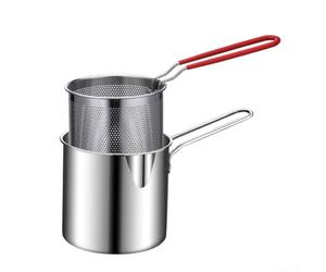 NbgrvB Friteuse à friteuse en acier inoxydable avec panier pour poêle Tempura 12 x 12,7 cm