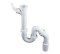 NbgrvB G1-1 Tuyau de vidange d'évier de 5,1 cm 40 mm coude en U lisse pour tuyau d'évacuation en polypropylène + PVC Installation murale au sol Blanc
