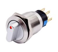 NbgrvB Interrupteur à bouton-poussoir de verrouillage à 3 positions 19 mm 2NO2NC 12-24 V pour LED rouge pour acier inoxydable IP66 étanche pour commande électrique de machine CNC