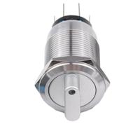 NbgrvB Interrupteur à bouton-poussoir de verrouillage à 3 positions 19 mm 2NO2NC 12-24 V pour LED rouge pour acier inoxydable IP66 étanche pour commande électrique de machine CNC