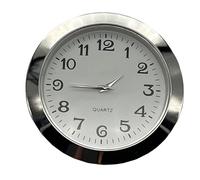 NbgrvB Lot de 1 insert rond pour horloge à quartz 50 mm avec lunette dorée ou argentée, chiffres romains ou arabes, pour mini mouvement d'horloge de remplacement, 1 pièce argentée arabe