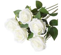 NbgrvB Lot de 10 roses artificielles pour décoration de mariage, maison et événement, décoration murale, velours au toucher, composition florale en soie, 35 x 5 x 5 cm, blanc